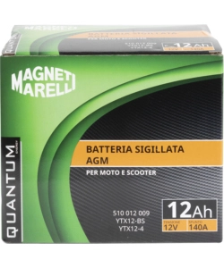 MAGNETI MARELLI BATTERIA MOTO E SCOOTER 12AH 12V 140A TECNOLOGIA AGM SIGILLATA POLO POSITIVO SINISTRO